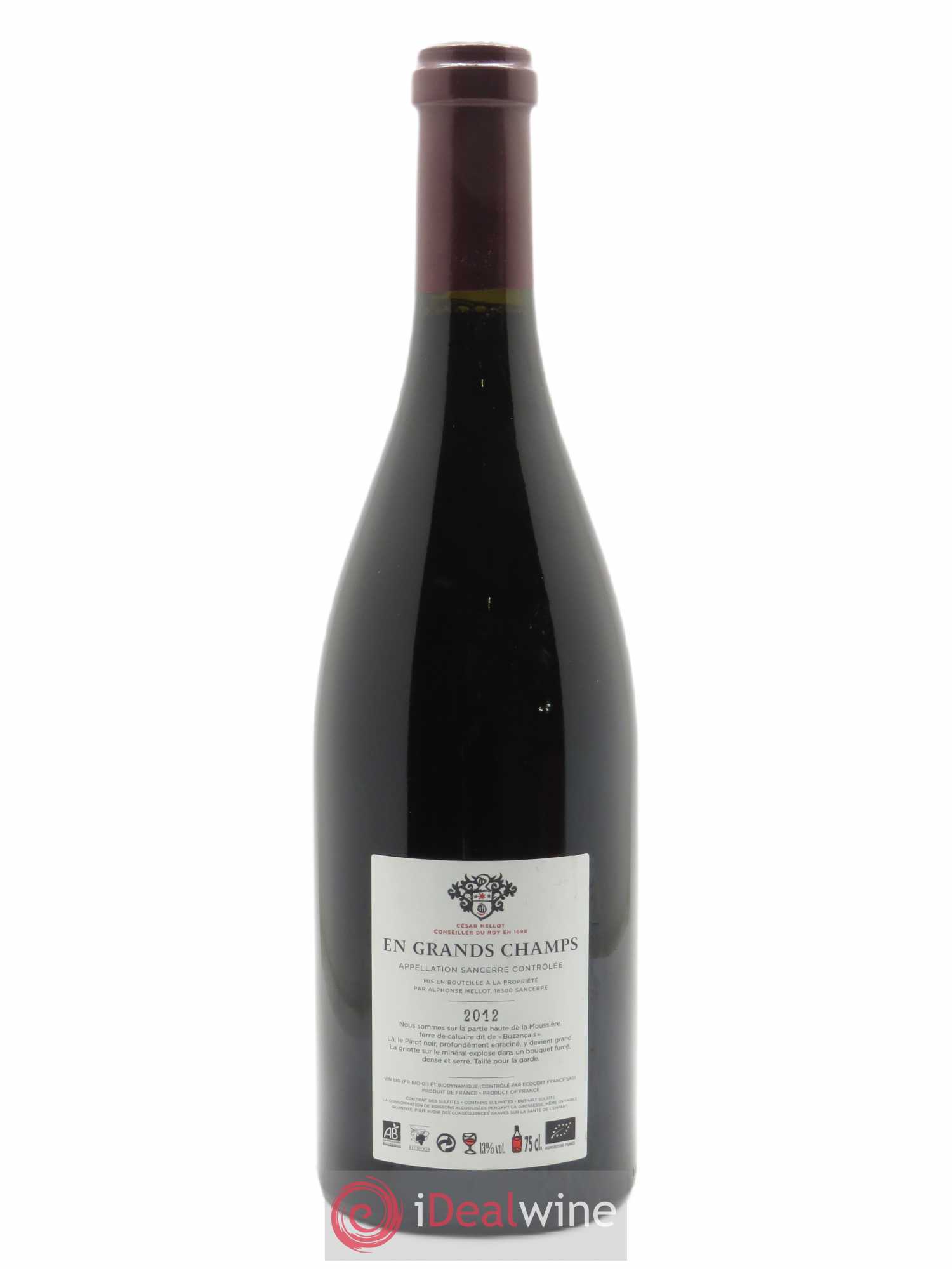 Sancerre En Grands Champs Alphonse Mellot  2012 - Lot de 1 Bouteille