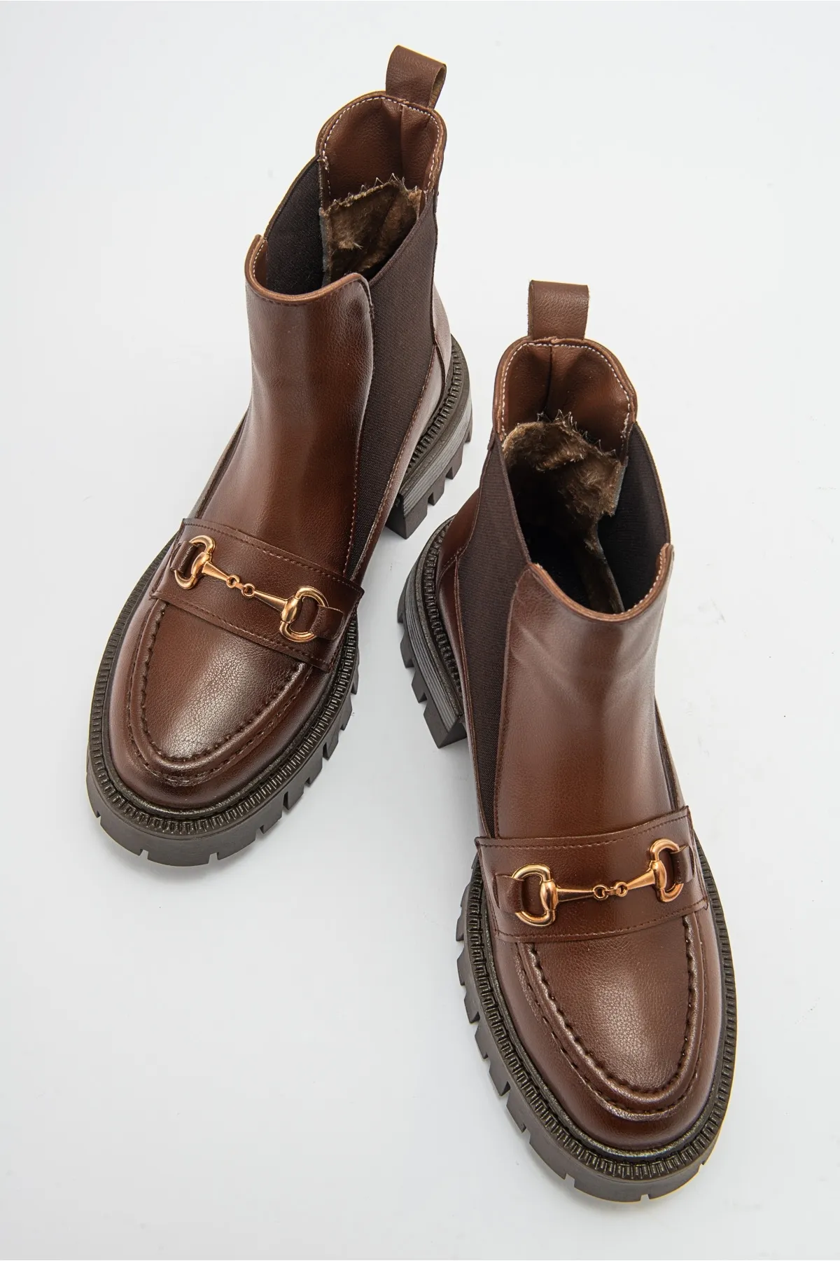 LuviShoes  VESPER Damen-Chelsea-Stiefel mit hellbrauner Schnalle