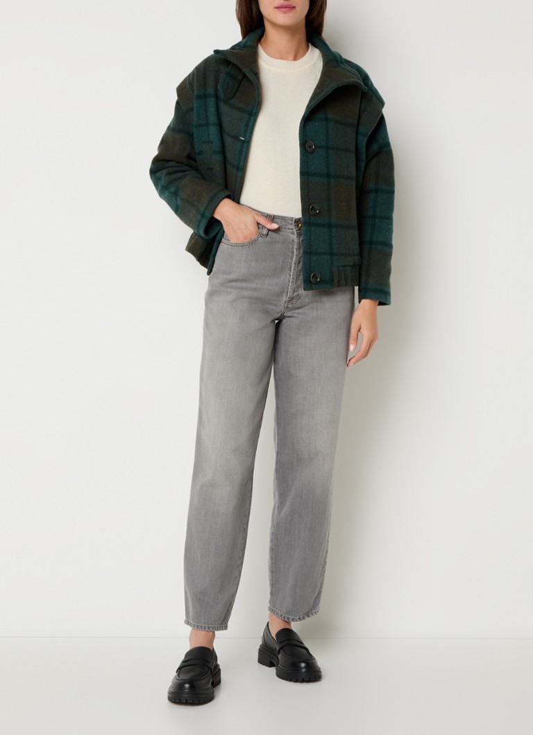 Sessùn Paolino jacket in wool blend with check pattern and side pockets