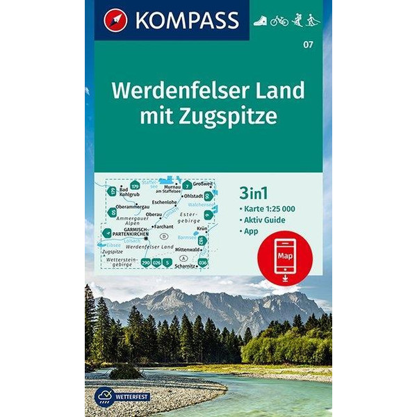 KOMPASS Wanderkarte Werdenfelser Land mit Zugspitze 1:25 000 - Wanderkarte