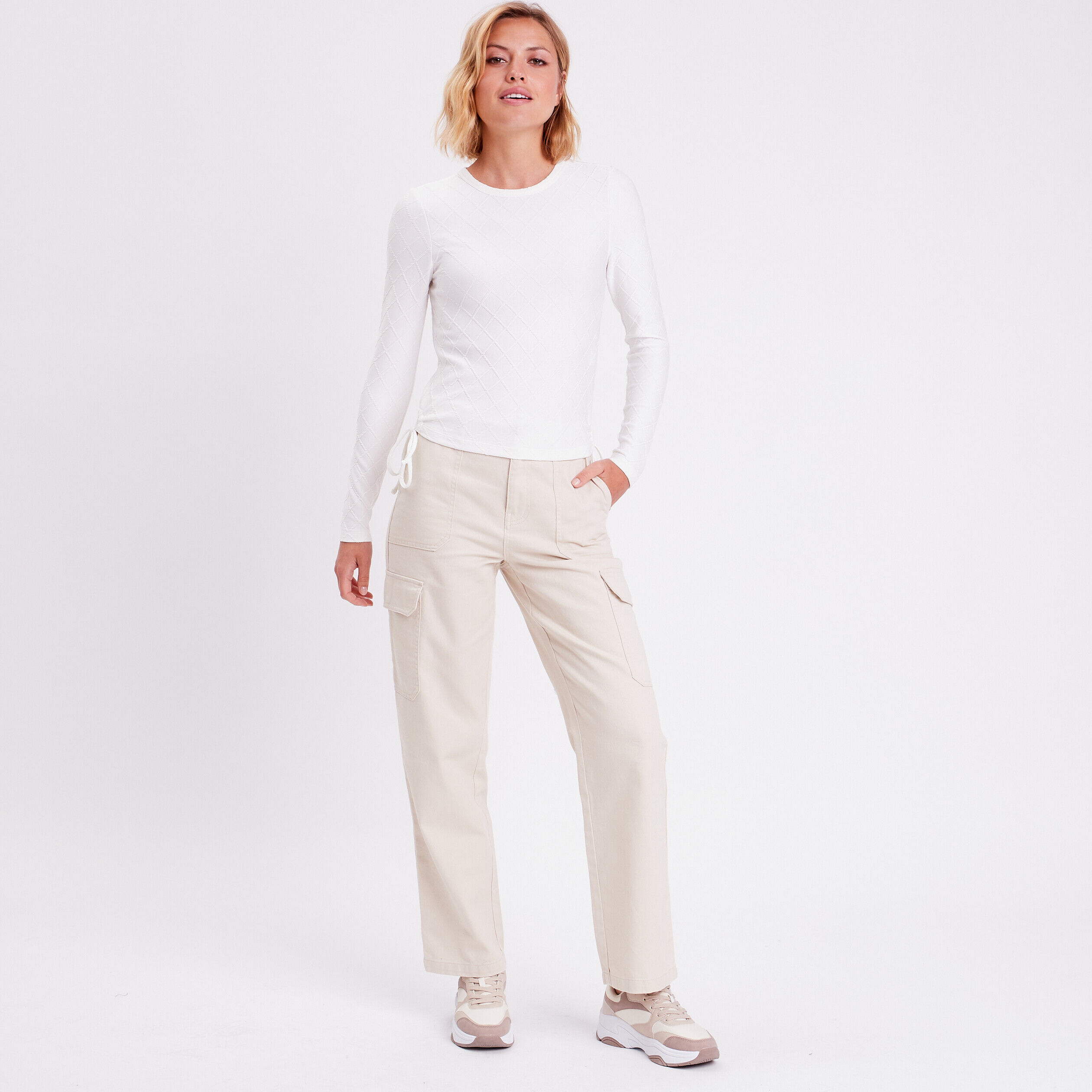 T-shirt avec noeuds ecru femme | Cache Cache