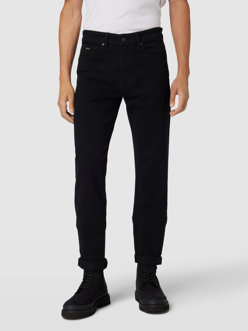Slim Fit Jeans mit Label-Detail in schwarz
