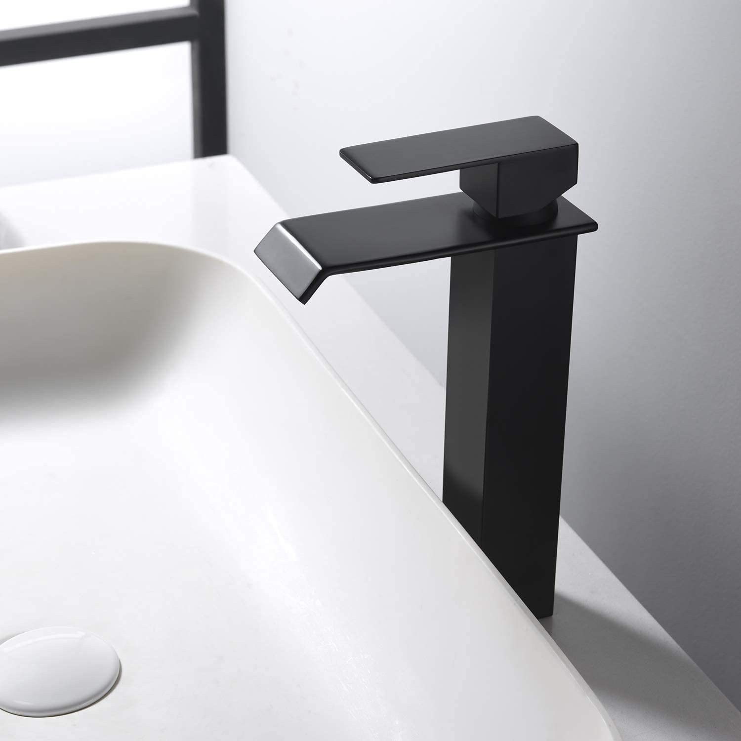Sumerain Badarmatur Wasserfall wasserhahn bad (mischbatterie waschbecken, wasserhahn) waschtischarmatur schwarz
