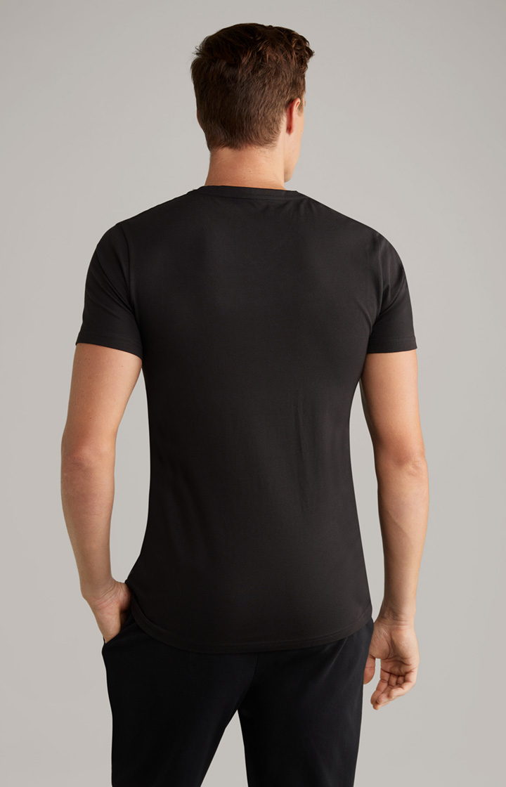 2er-Pack Feiner Stretch T-Shirts in Schwarz