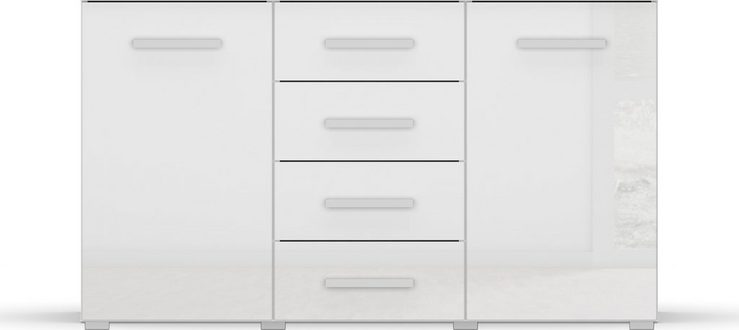 rauch Kommode Koluna, mit Hochglanzfront, 4 Schubkästen, inkl. 3er-Set Filzboxen