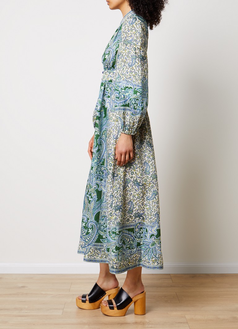 Zimmermann Ottie linen maxi blouse dress with paisley design