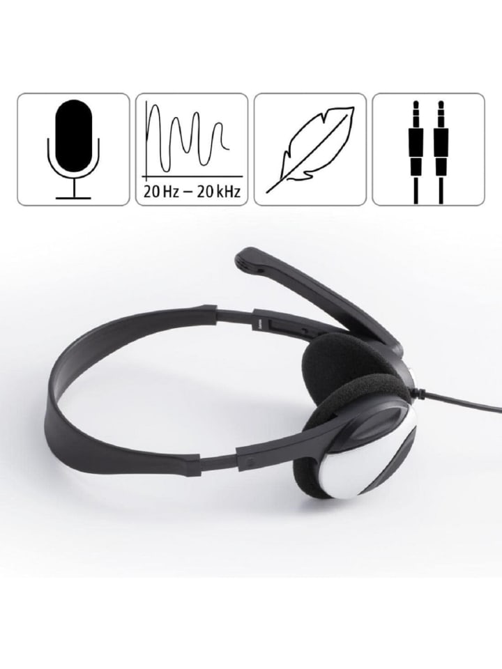 Hama PC Headset Ultraleichtes On-Ear-Headset Mikrofon & Lautstärkeregler in Schwarz günstig kaufen onesize