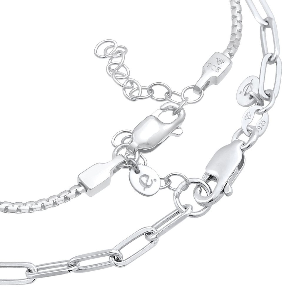 Elli PREMIUM Elli PREMIUM Bracelet Femmes maillons de base Set 2 pièces en argent sterling 925 Bracelet