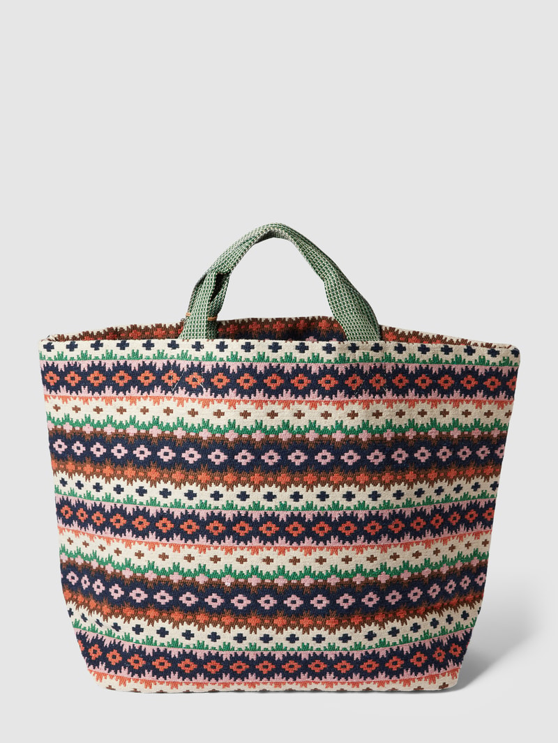 Tote Bag mit Allover-Muster in taupe