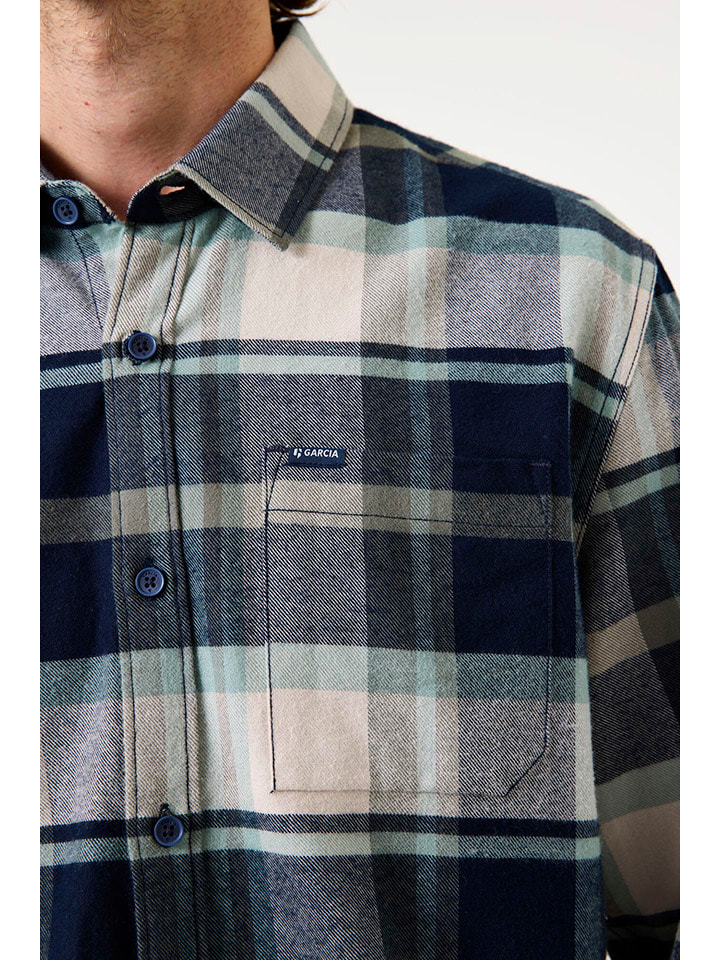 Garcia Hemd in Creme/ Dunkelblau/ Mint günstig kaufen