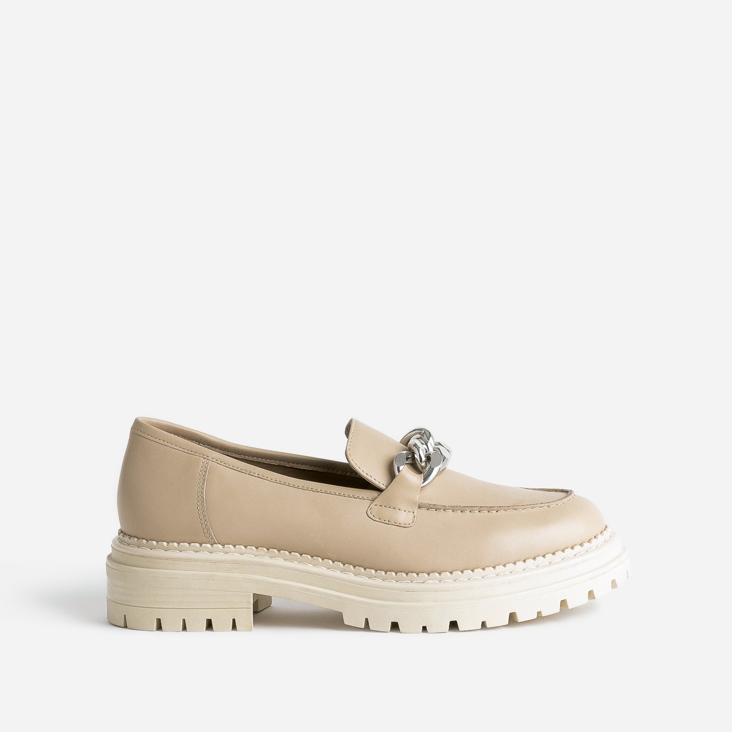 Mocassin TEXTO beige en cuir à semelle crantée