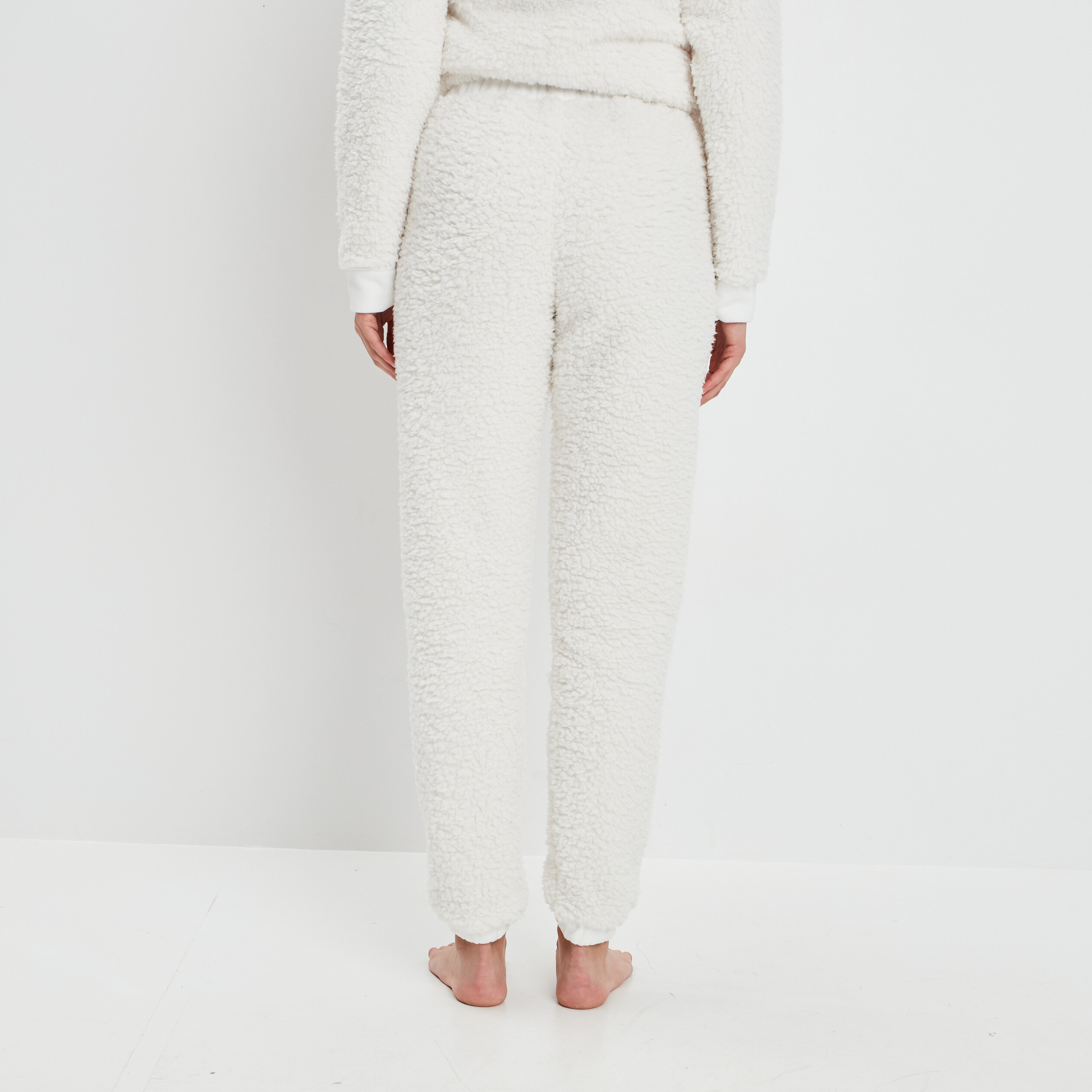 Pantalon de pyjama pelucheux ivoire femme | La Halle