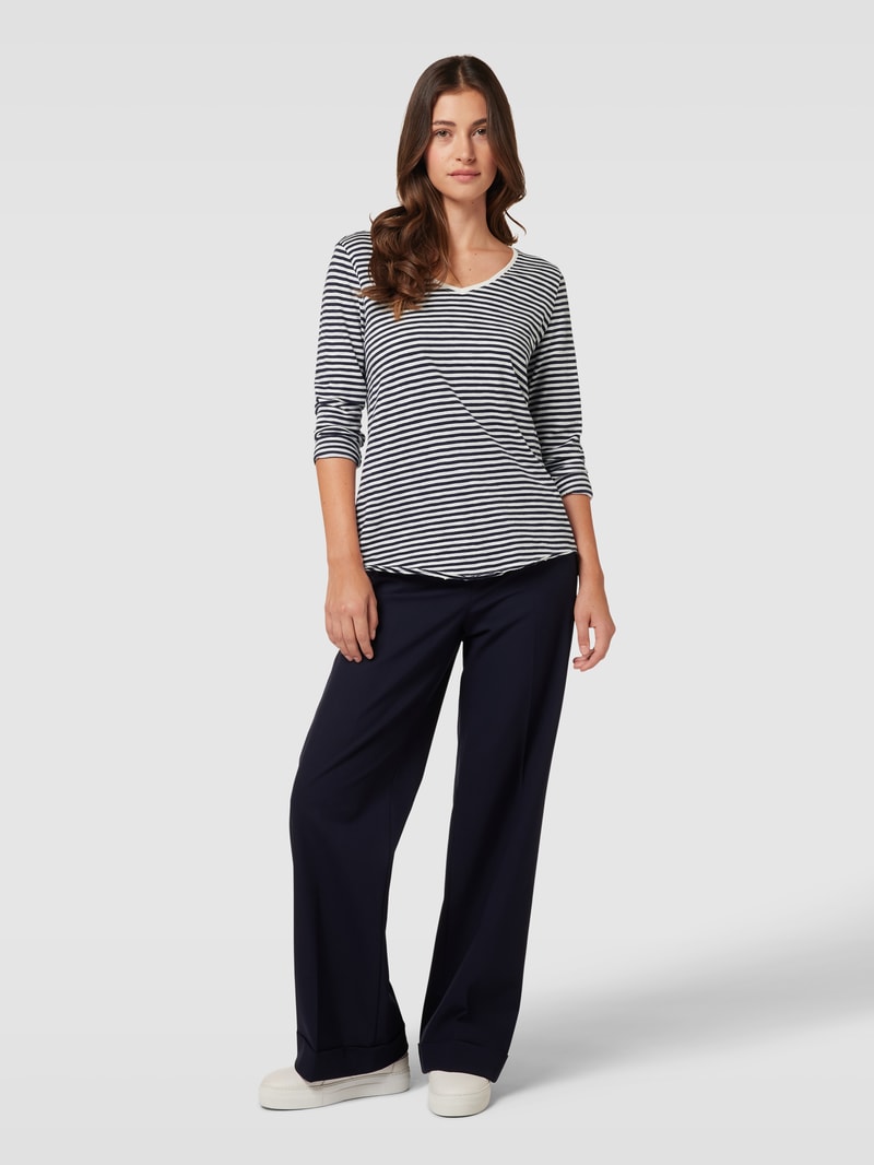 Longsleeve mit V-Ausschnitt in marineblau