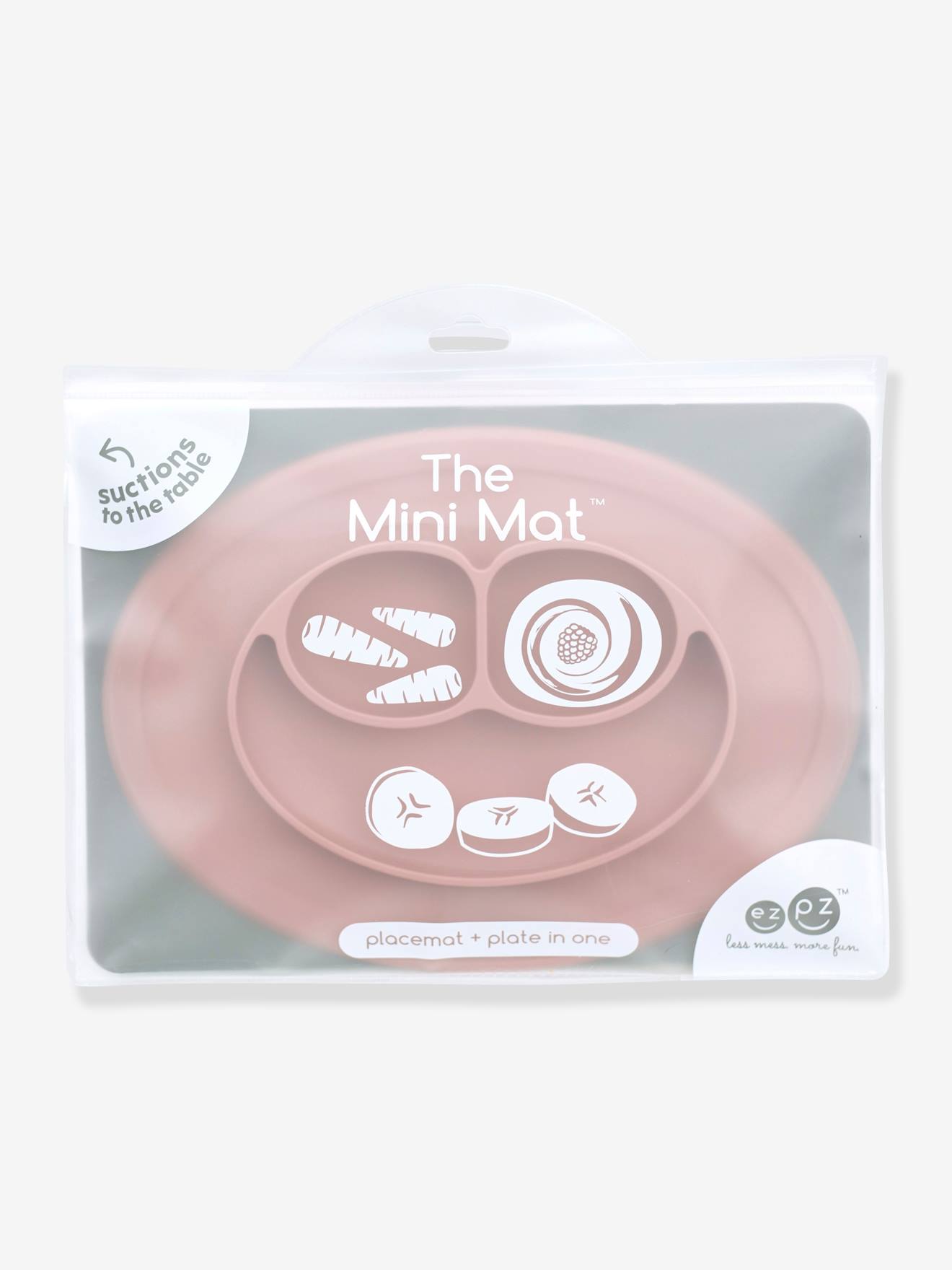 Set de table tout-en-un avec assiette EZPZ Mini mat en silicone rose