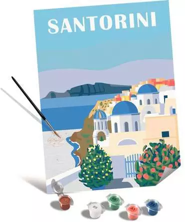 CreArt Leinwand Farbenfrohes Santorini - Malen nach Zahlen für Erwachsene