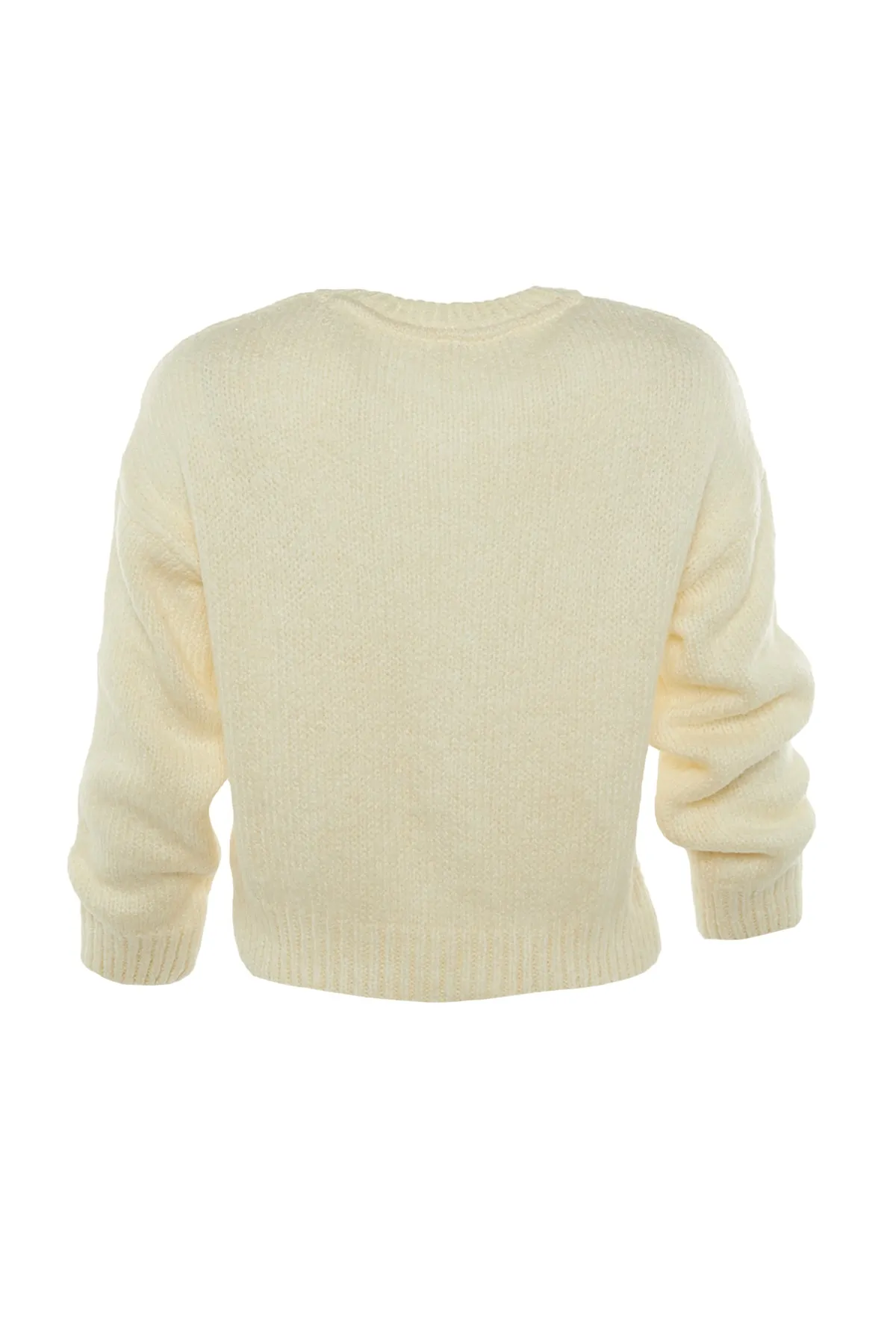 Trendyol Collection  Ecrufarbener, weich strukturierter Basic-Strickpullover mit weiter Passform TWOAW23KZ00185