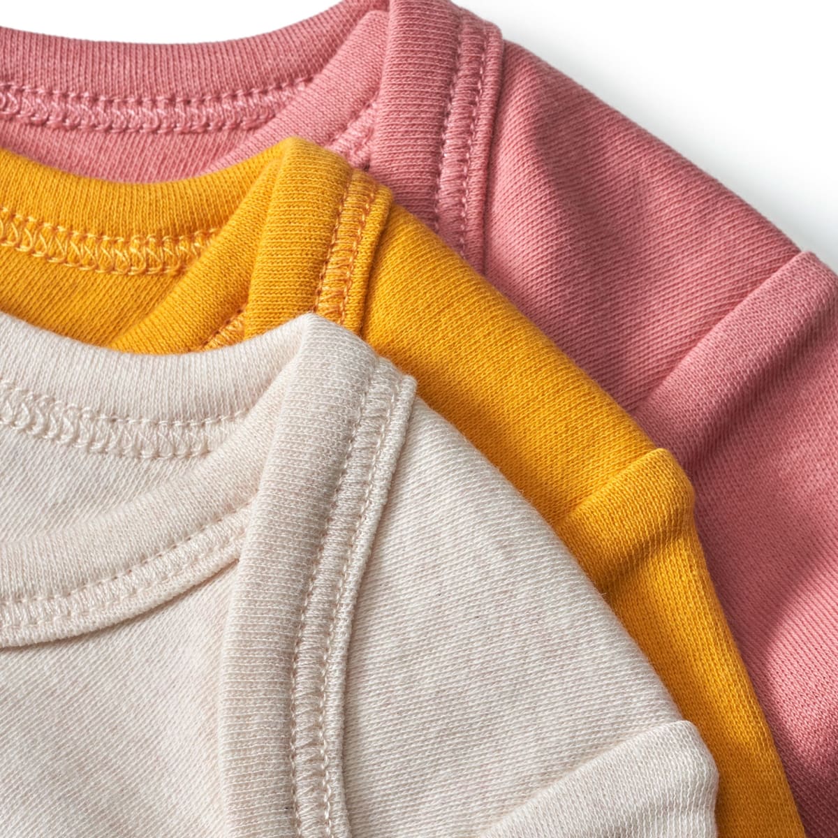 Bodys Kurzarm, rosa + gelb + beige, Gr. 98/104, 3 St