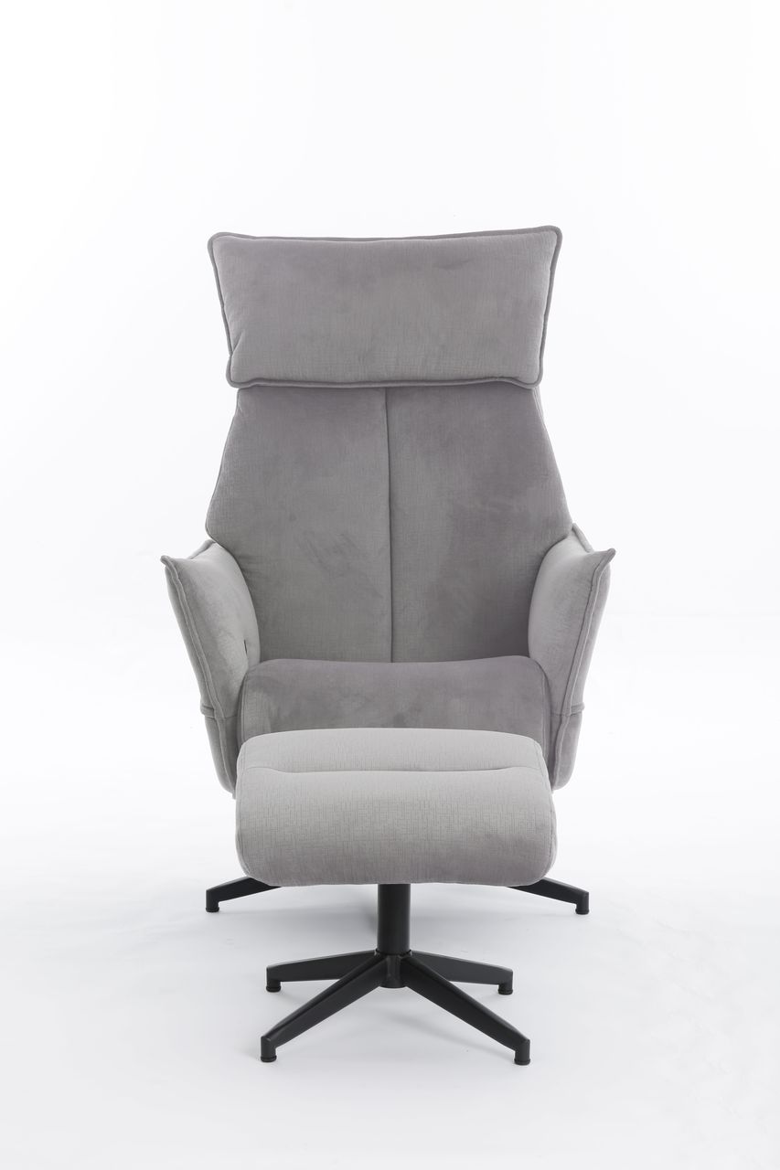 Happy Home Happy Home gepolsteter Relaxsessel mit Hocker HWP60-GRA grau