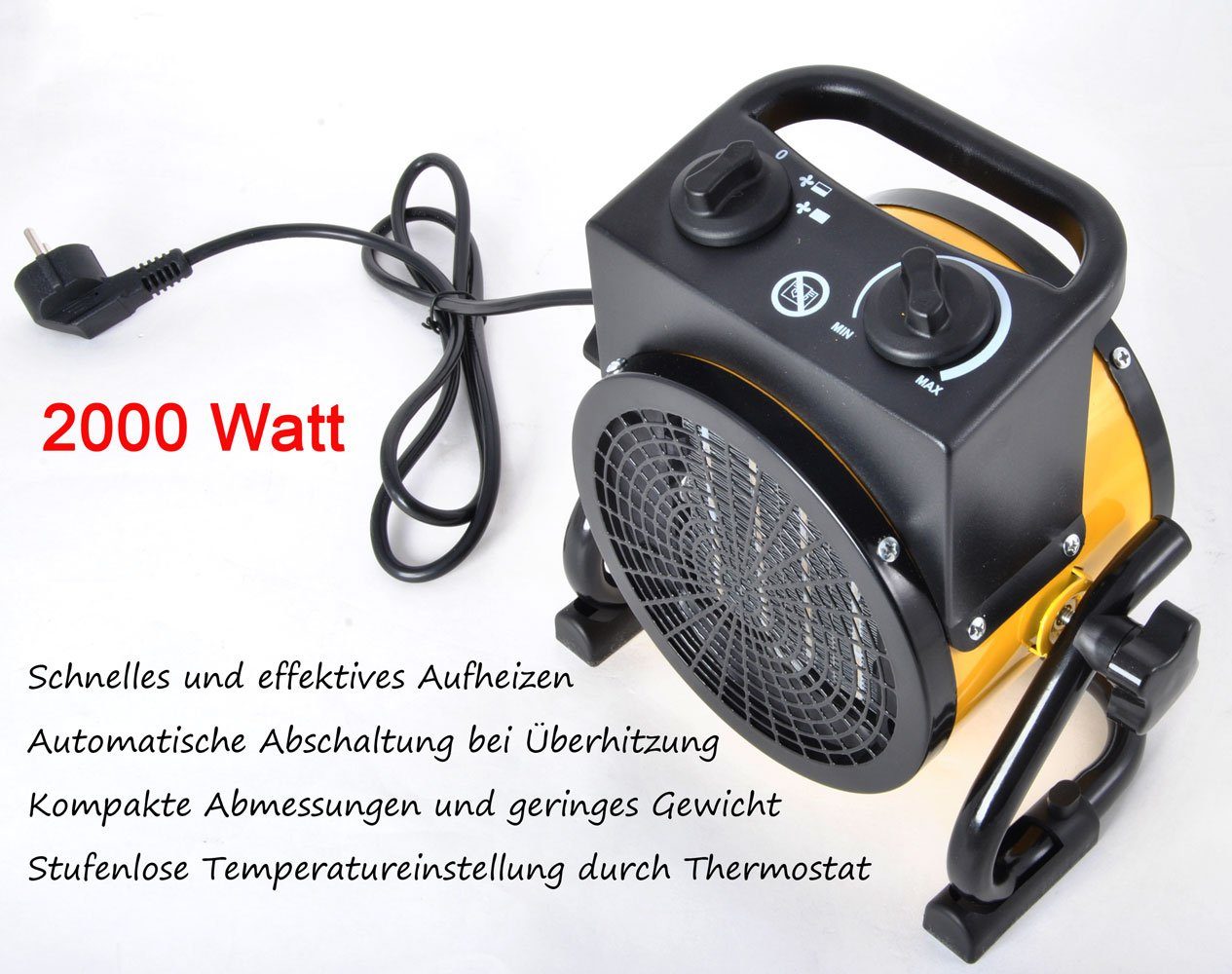 Kynast Heizlüfter Keramik Heizlufter Heizstrahler Schnellheizer Elektro Heizung, 2000 W