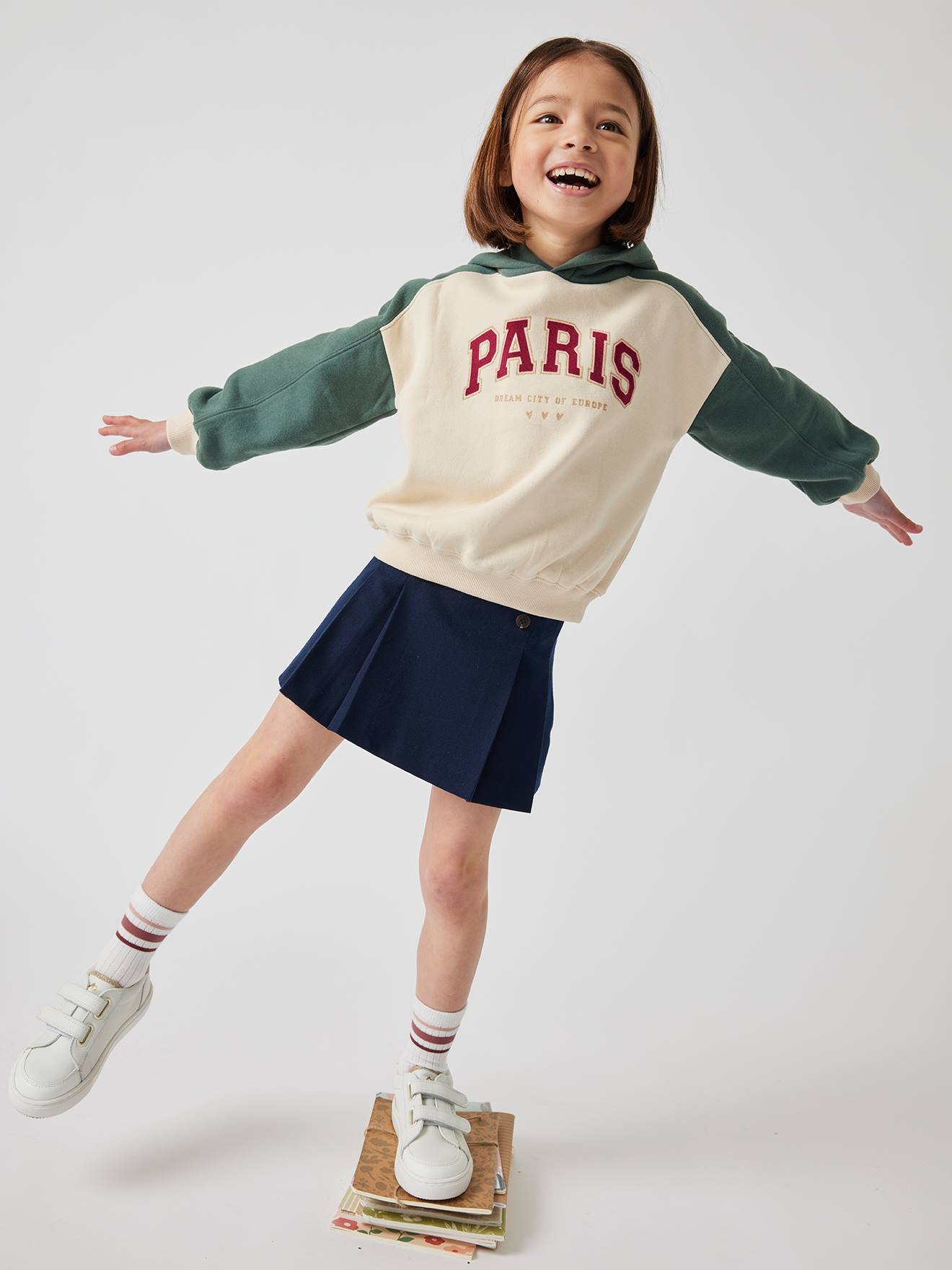 Jupe plissée fille marron