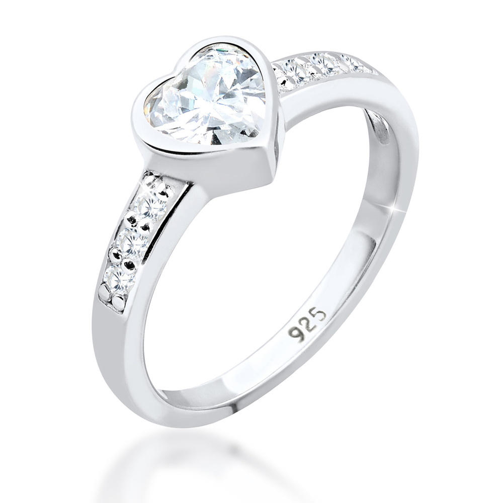 Elli Elli Bague Femmes Coeur Symbole Fiançailles avec Cristaux de Zirconium en Argent  Bague