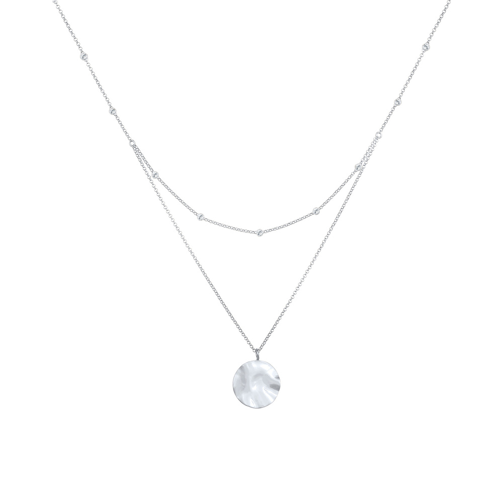 Elli Elli Collier Pendentif de Plaquette à Couche avec Cristaux Collier Femme - (925/1 collier