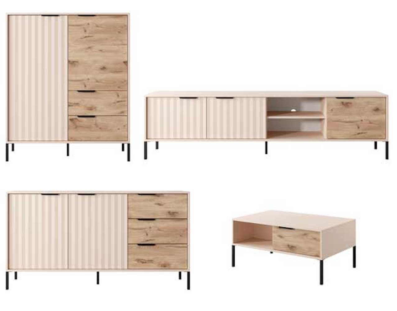 Feldmann-Wohnen Wohnwand Rave, 4-teilig beige Viking Oak