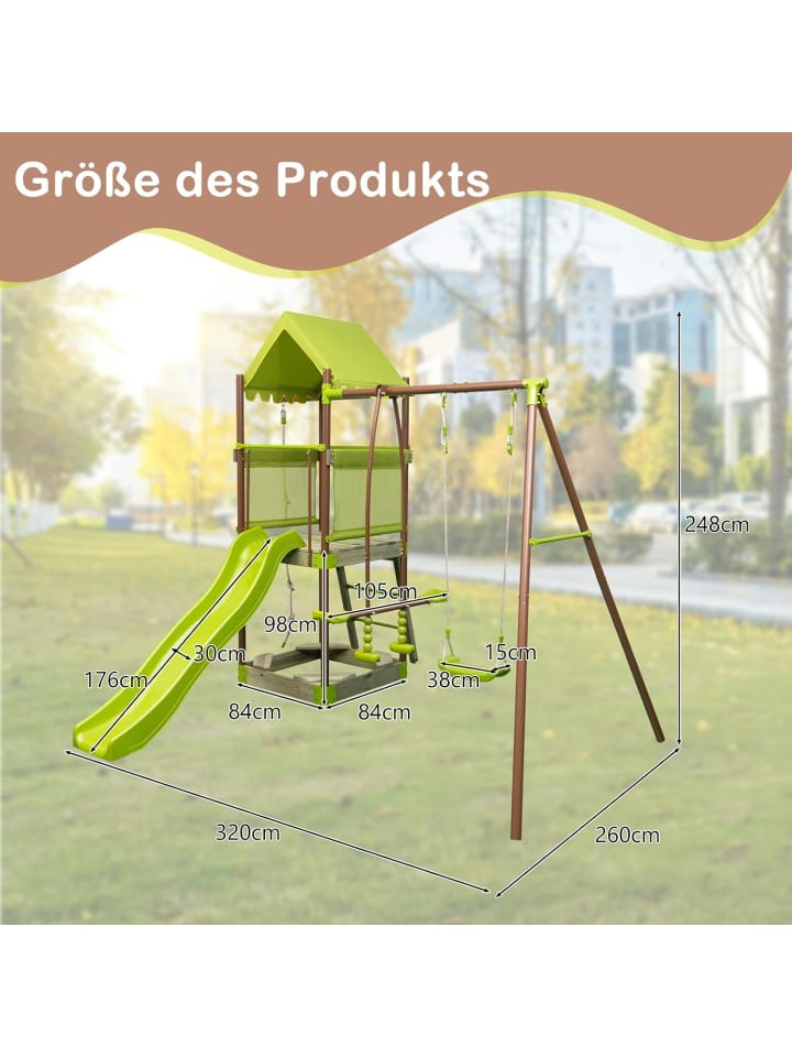COSTWAY 7-in-1 Kinderschaukel-Set 3-7 Jahre in Grün günstig kaufen onesize