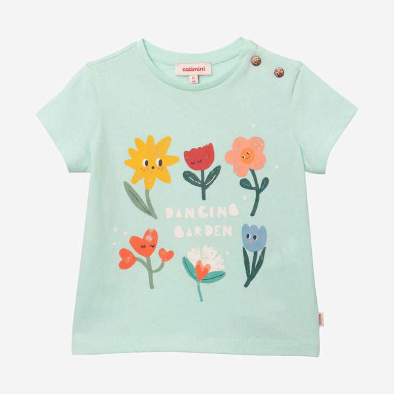 T-shirt bébé fille visuel fleurs vert Catimini
