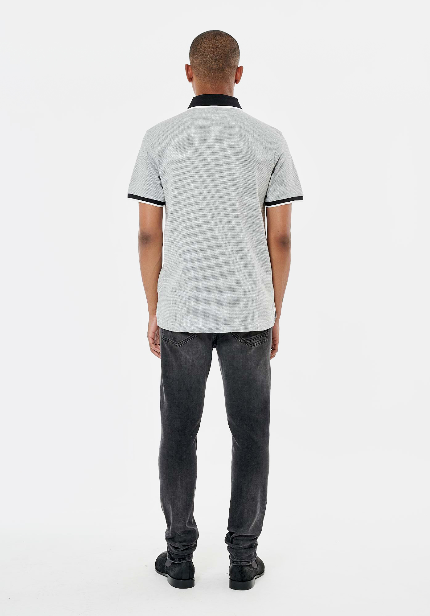 ROMAN  Polo blanc et noir homme