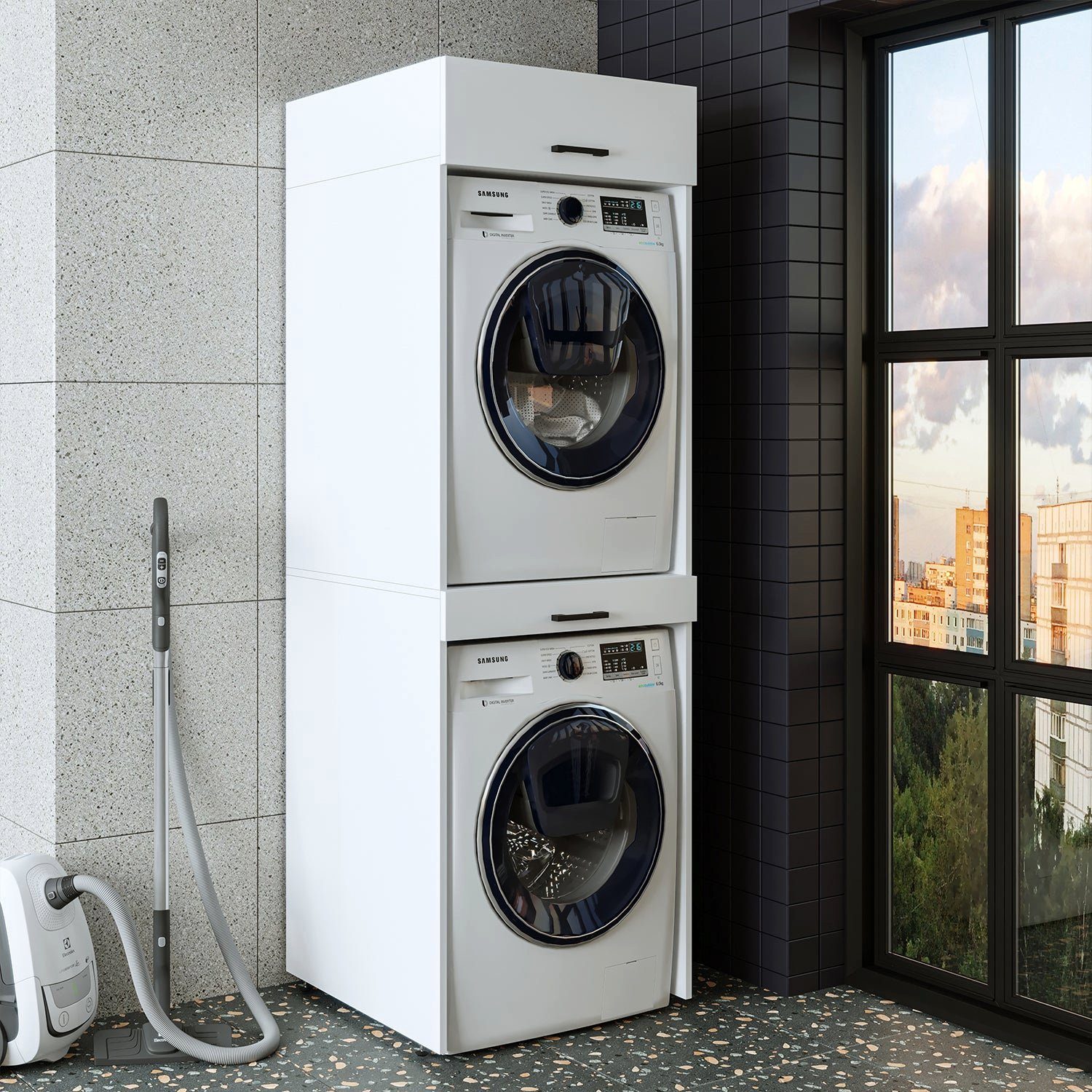Roomart Waschmaschinenumbauschrank (Waschmaschinenschrank für Trockner und Waschmaschine Überbauschrank)