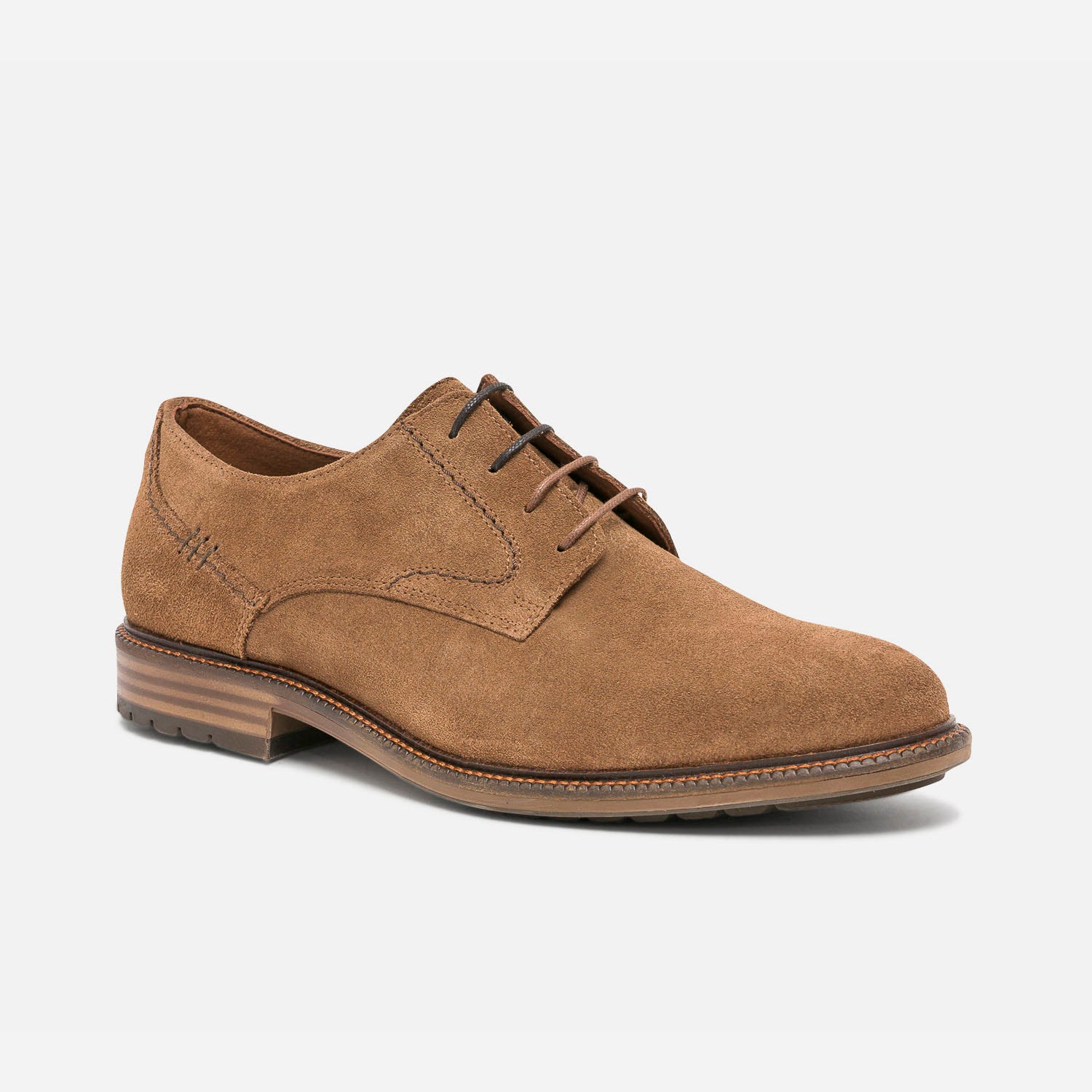 Derby camel en cuir velours éco-conçu