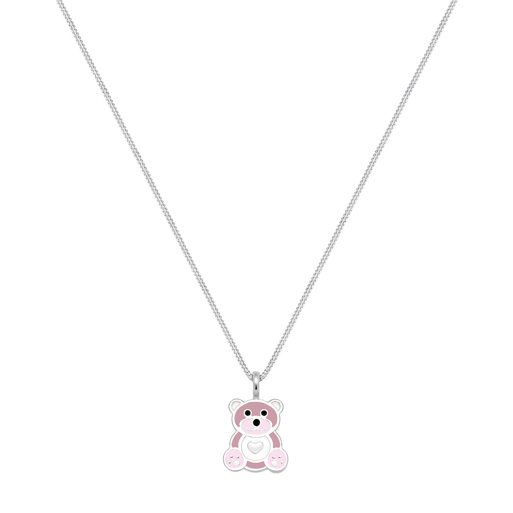 Elli Elli Collier Femme Ours en Peluche Nunours Coeur Émail - (925/1000) Argent collier