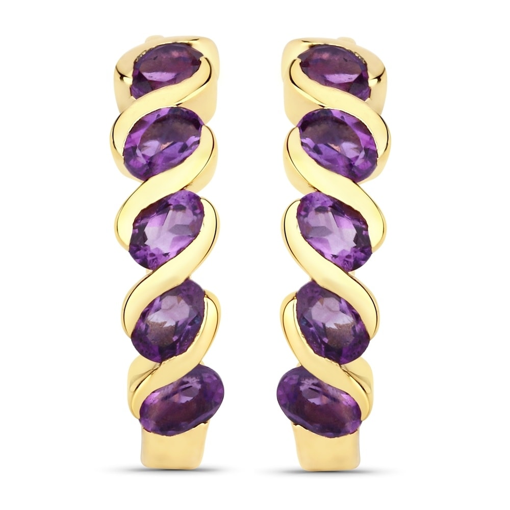 Rafaela Donata Boucles doreilles Argent sterling Améthyste en Or jaune Bijoux