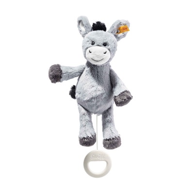 Soft Cuddly Friends Dinkie Esel Spieluhr, 26 cm, hellgrau