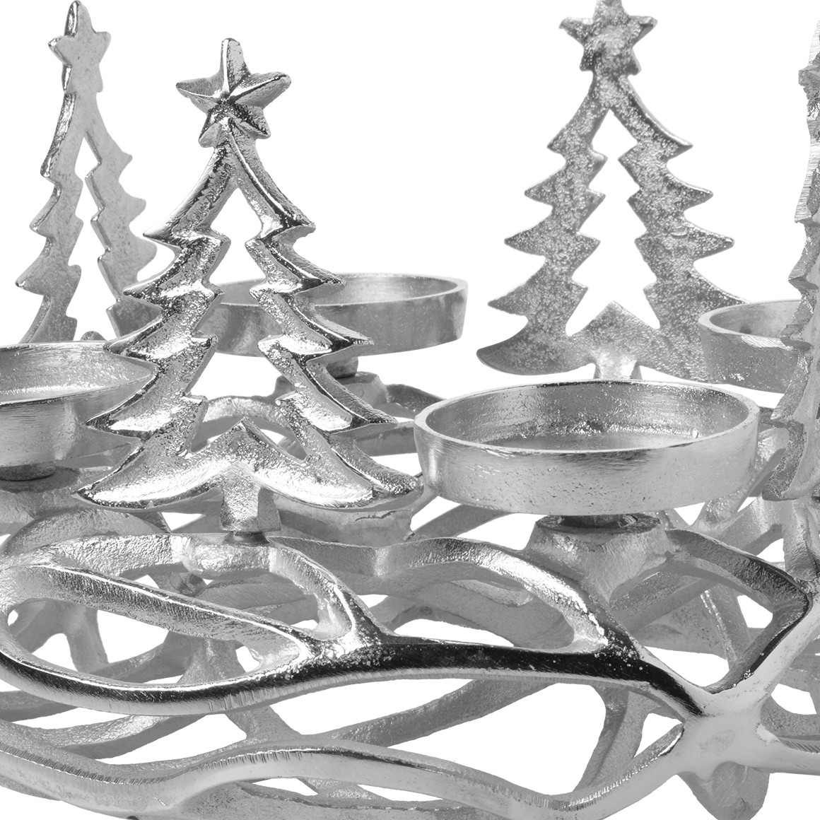 Adventskranz aus Metall silber