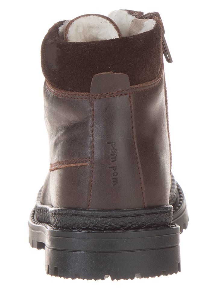 POM POM Leder-Winterboots in Braun günstig kaufen