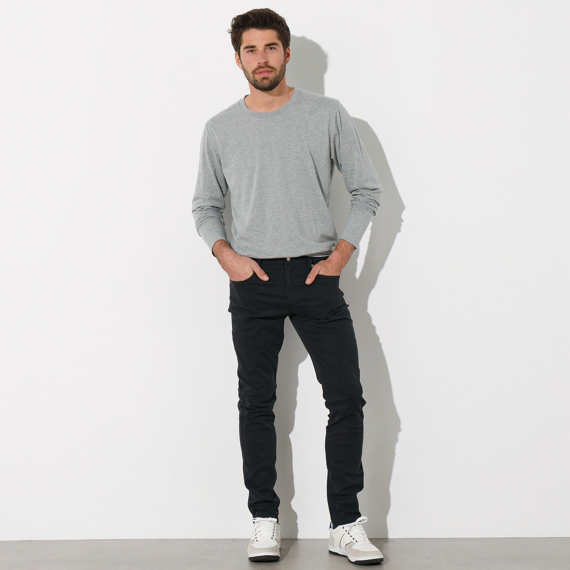 Pantalon droit 5 poches twill coton extensible