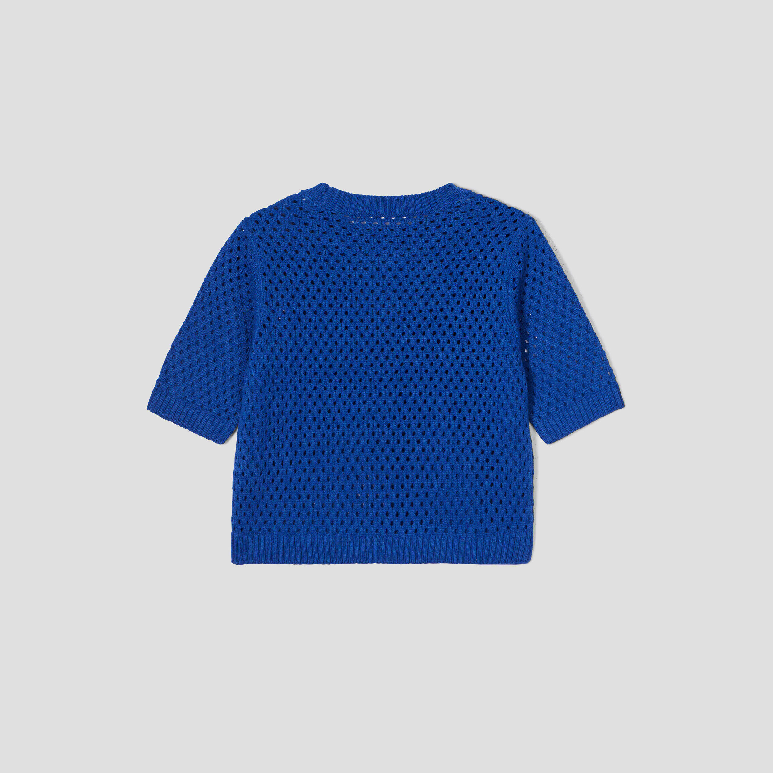 Pull manches courtes ajouré bleu electrique femme | Cache Cache