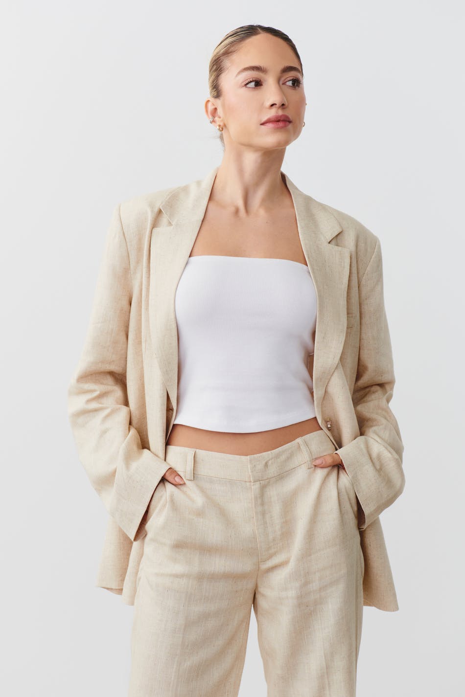 Linen blend blazer