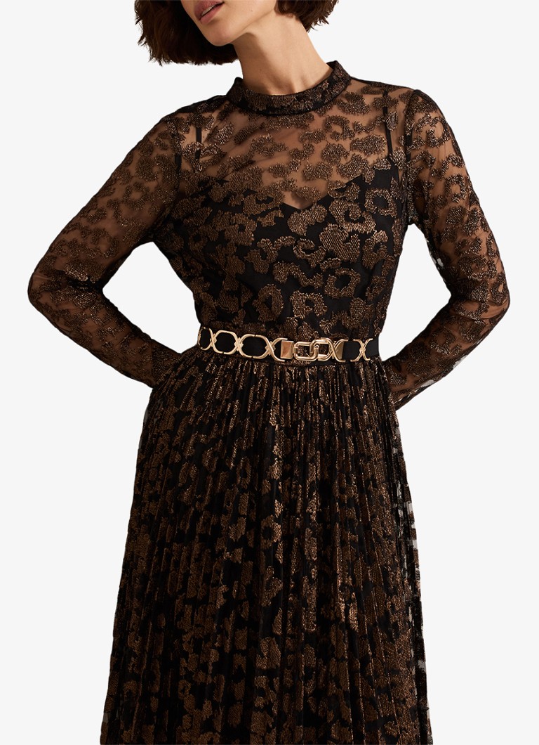 Φόρεμα μίντι με πτυχώσεις Theodora Jacquard Phase Eight