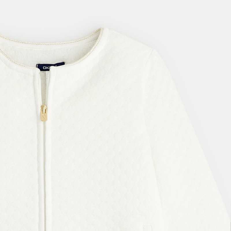 Sweat-shirt doublé en polaire sherpa blanc fille