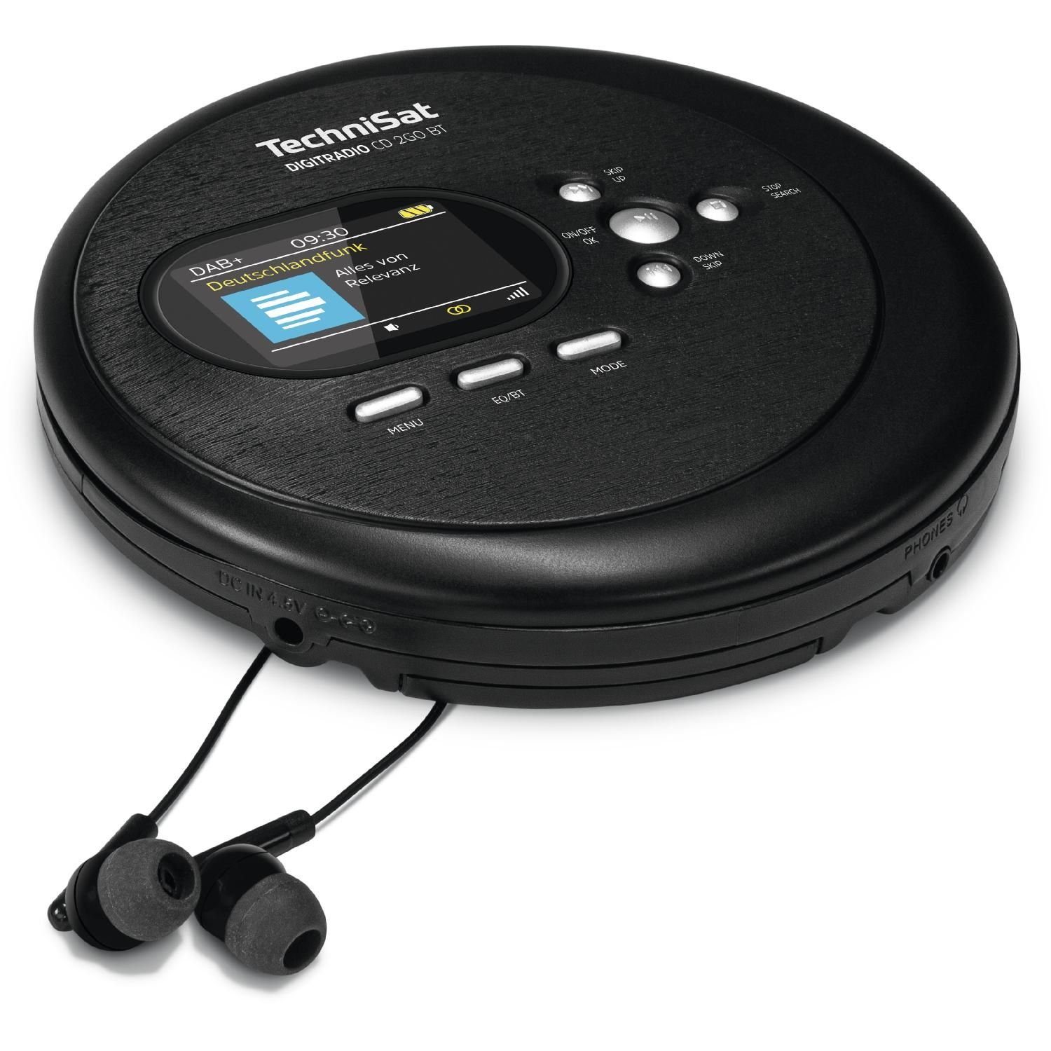 TechniSat DIGITRADIO CD 2GO BT DAB+ Digitalradio UKW Bluetooth Akku Digitalradio (DAB) (DAB+ Digitalradio, UKW-Radio mit RDS, Anti-Shock Funktion, kompatibel mit Bluetooth Kopfhörern Bluetooth 5.0)