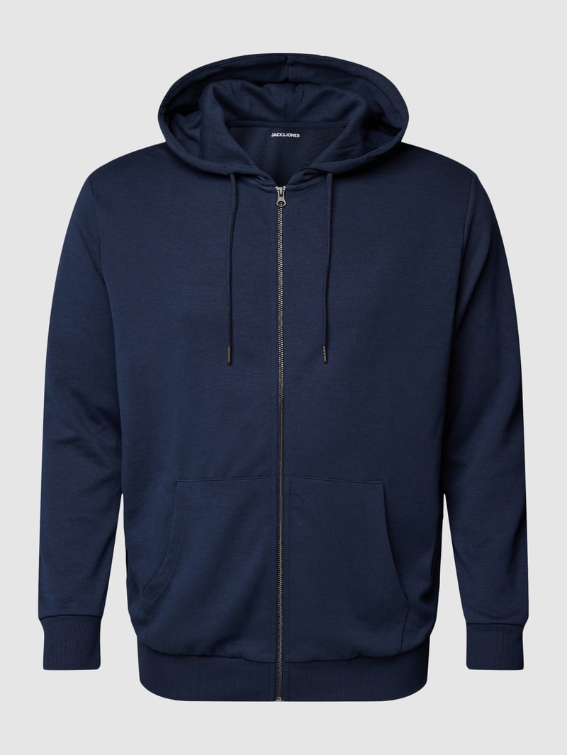 PLUS SIZE Sweatjacke mit Kapuze Modell 'BASIC' in marineblau