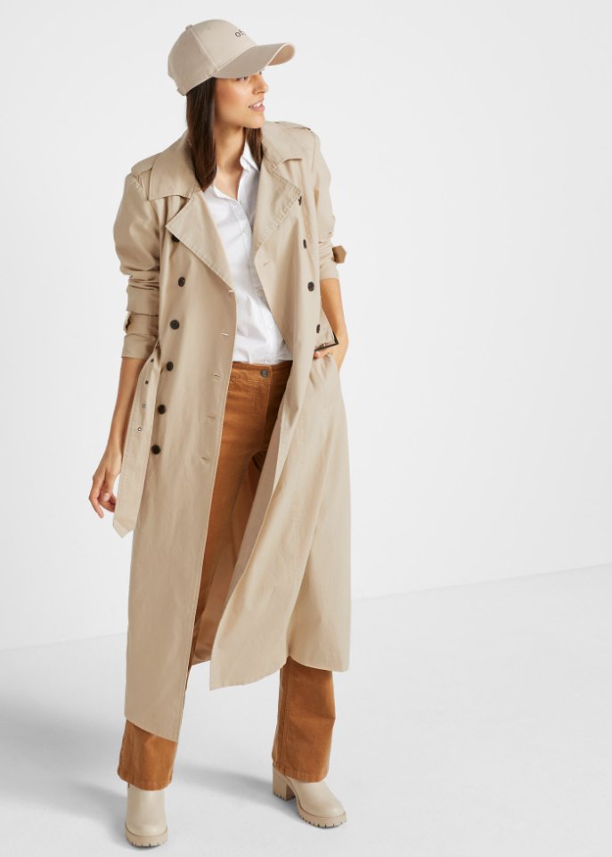 Long-Trenchcoat mit Taillengürtel