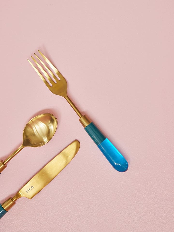 Rice Gabel in Gold/ Blau - (L)21,8 cm günstig kaufen onesize