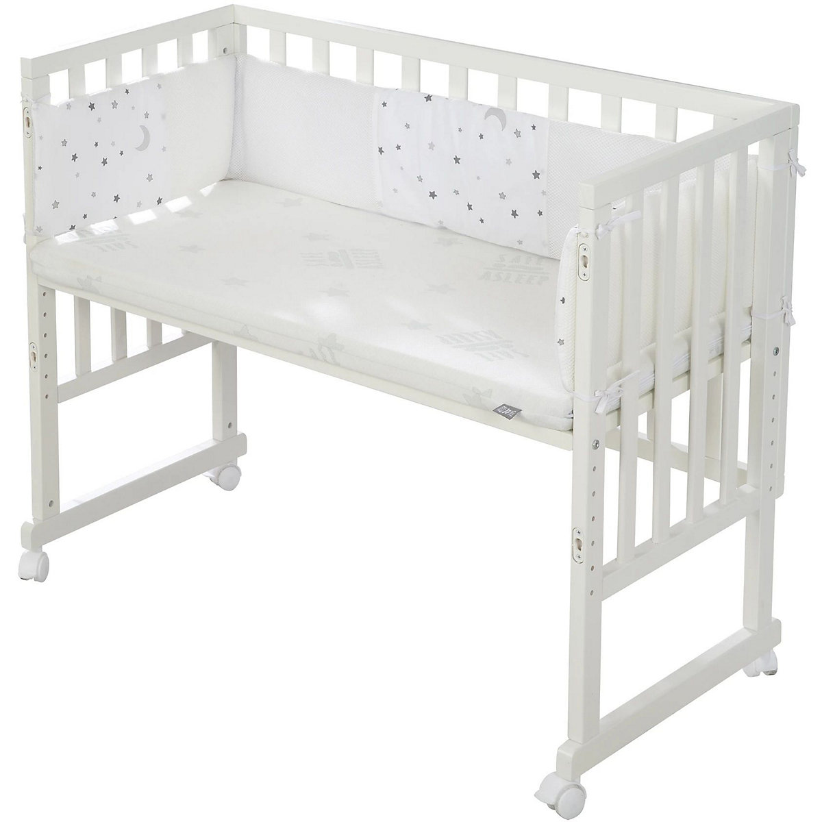 Stuben- & Beistellbett 3in1 mit Barriere roba Style grau