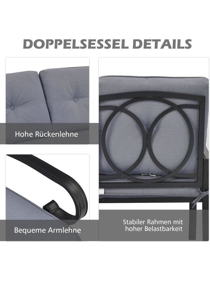 COSTWAY 2-Sitzer Gartenbank mit Tisch in Grau günstig kaufen onesize
