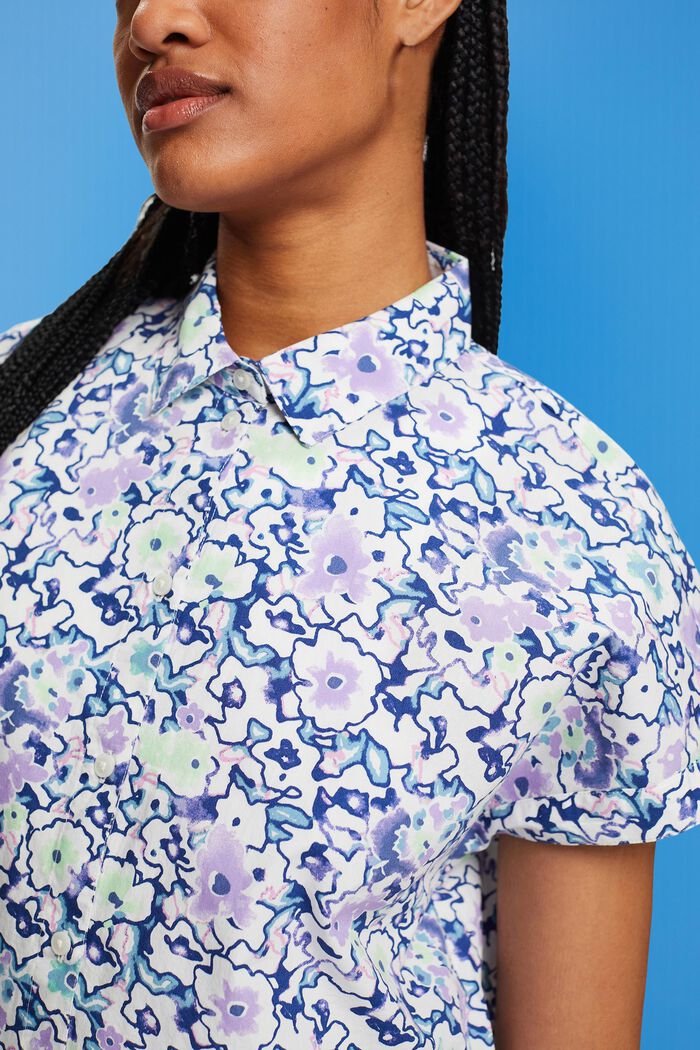 Baumwollbluse mit Blumen-Print