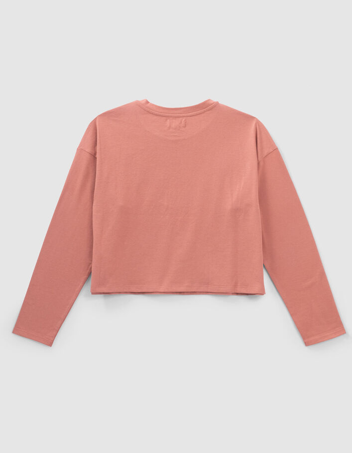 T-shirt terracotta sourire fond léopard fille